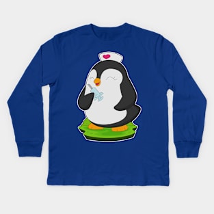 Penguin Nurse Syringe Kids Long Sleeve T-Shirt